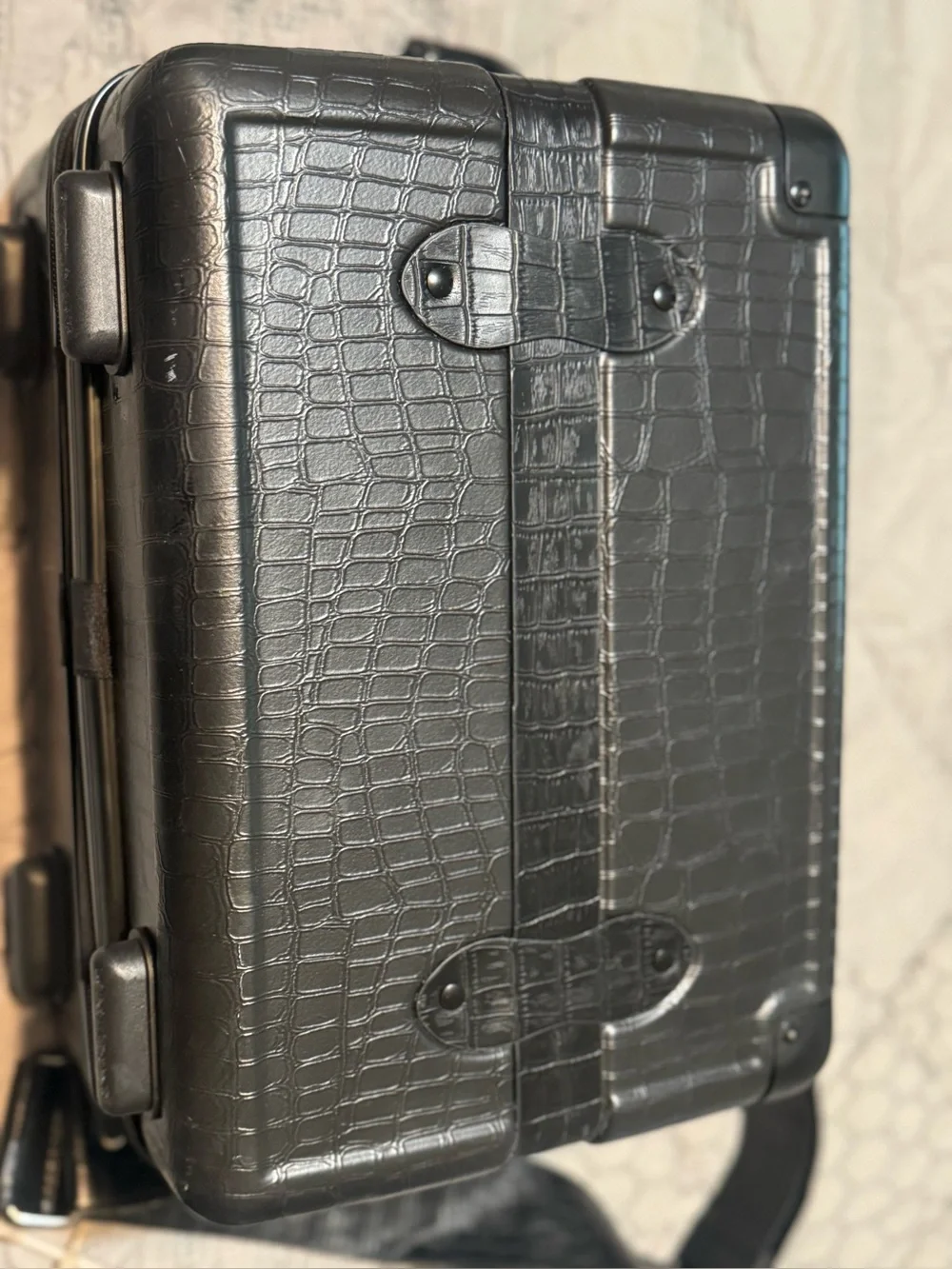 CALPAK TRNK Black Croc-Embossed Structured Vanity Case
